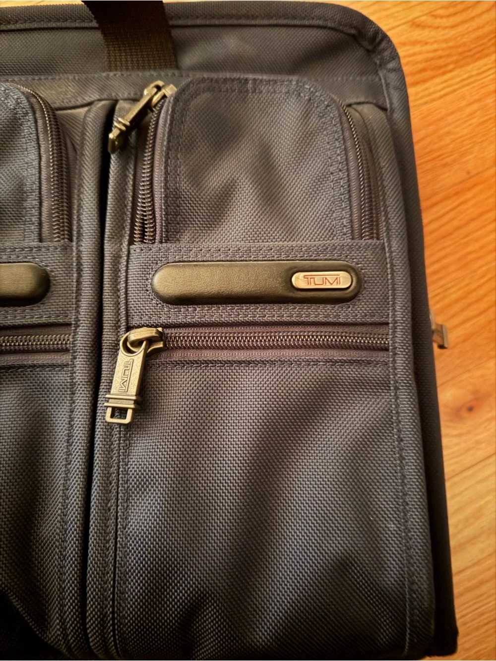 Tumi Navy Blue Laptop Briefcase with Black Trim